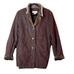 Faux Fur Women’s Alfani Faux Suede Chocolate Brown Coat Size M